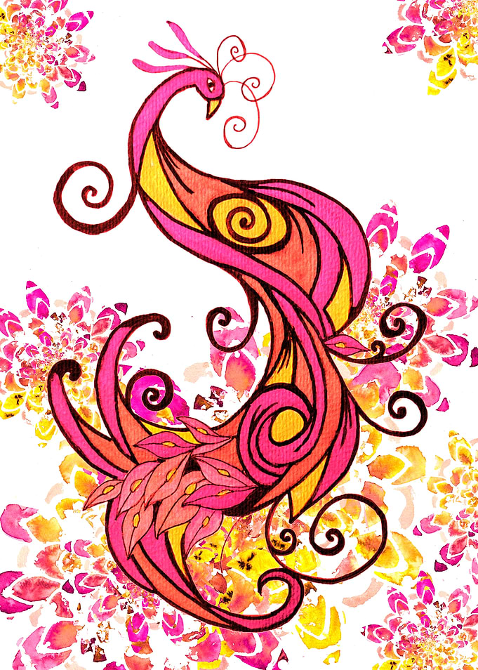 Pink Peacock and Mandalas