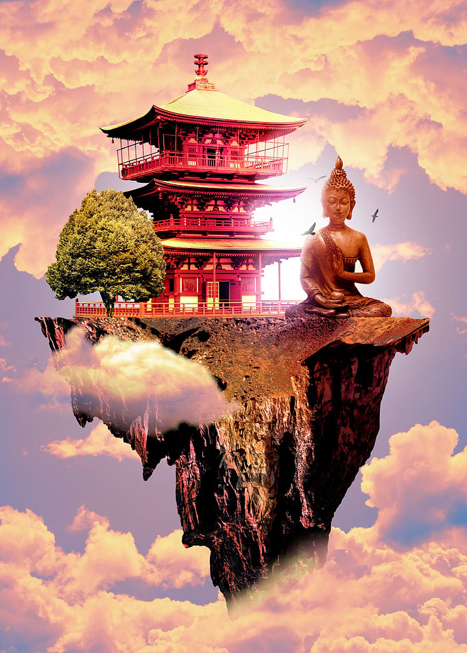Japanese temple and buddha