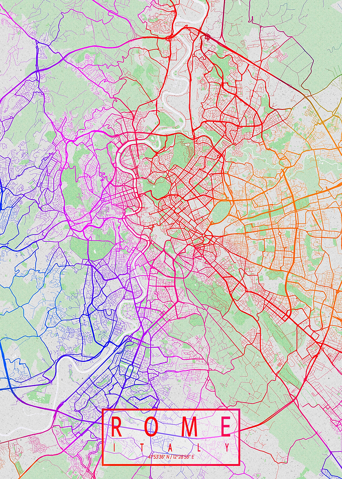 Rome City Map Colorful