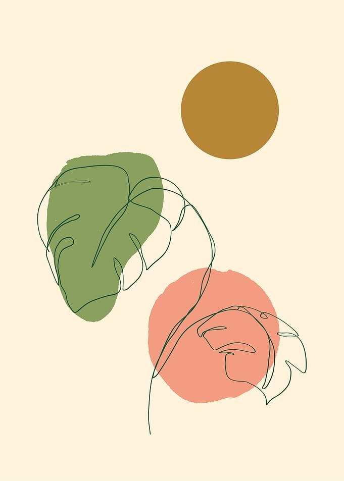 Monstera Abstract Line Art