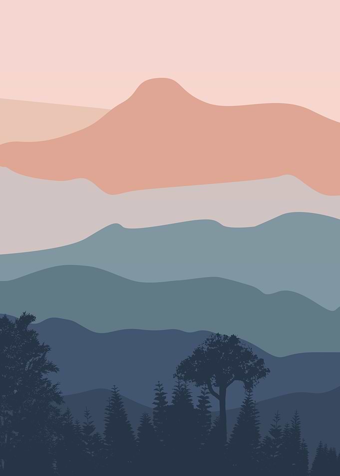 Mountain and forest tree