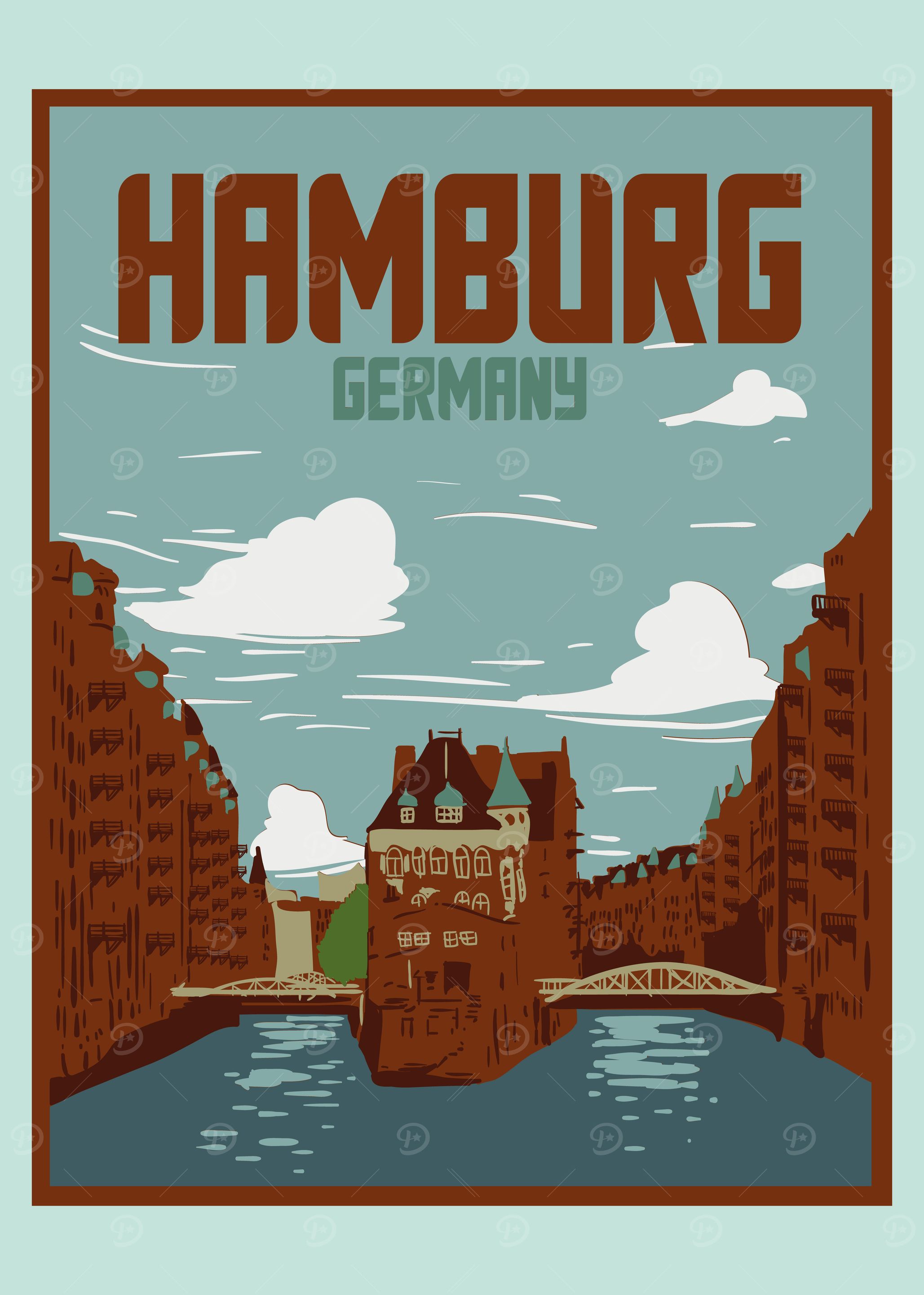 Hamburg City Germany Retro