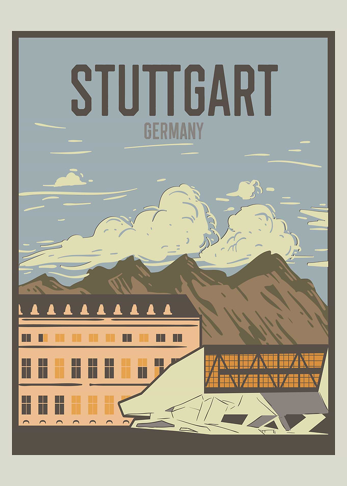 Stuttgart Retro Poster