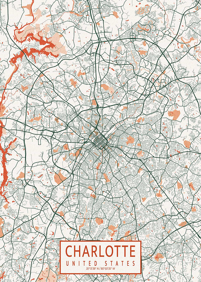 Charlotte Map Bohemian