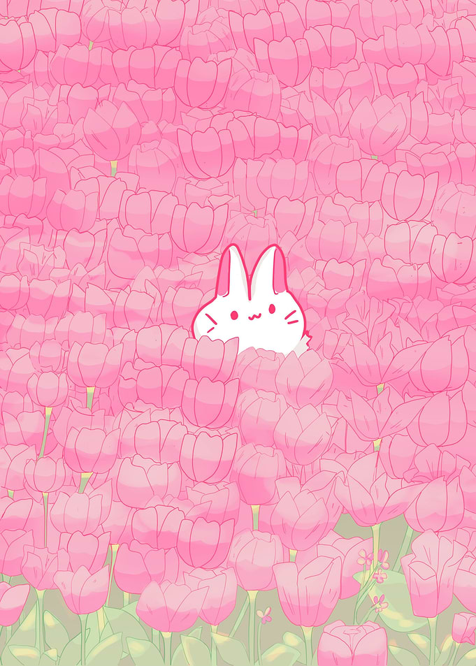 Bunny in tulips