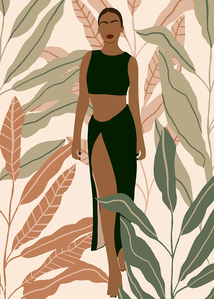 Stylish Woman with leaves