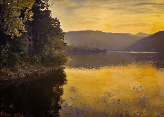Golden lake scape