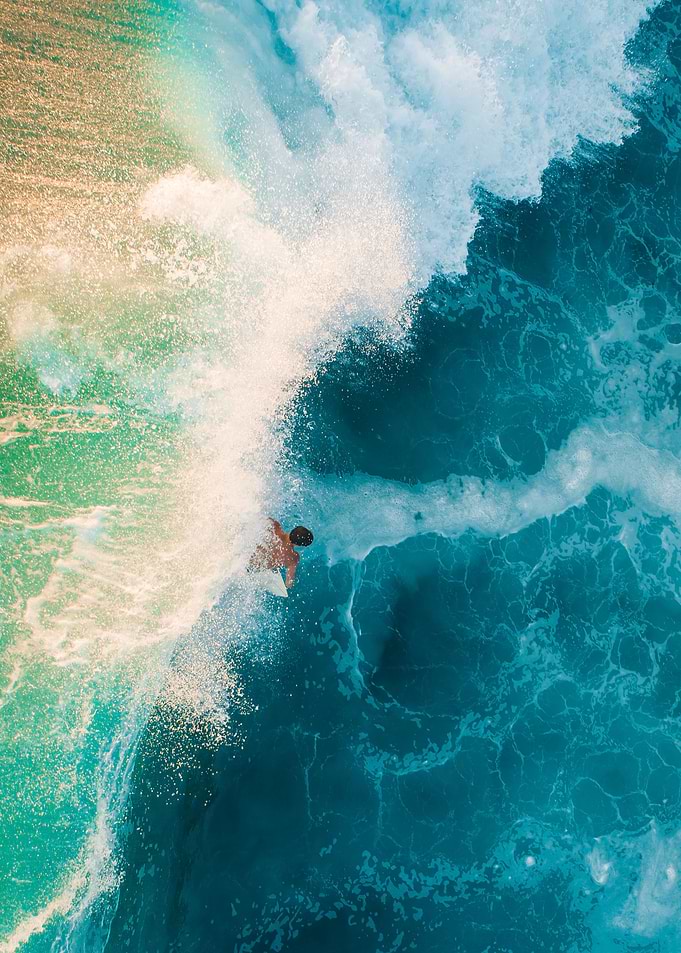 Surfer and Colorful Wave