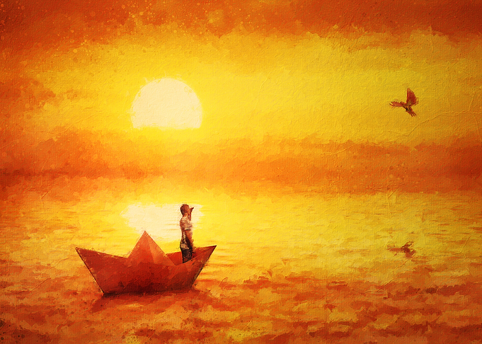 sailing in a paper boat