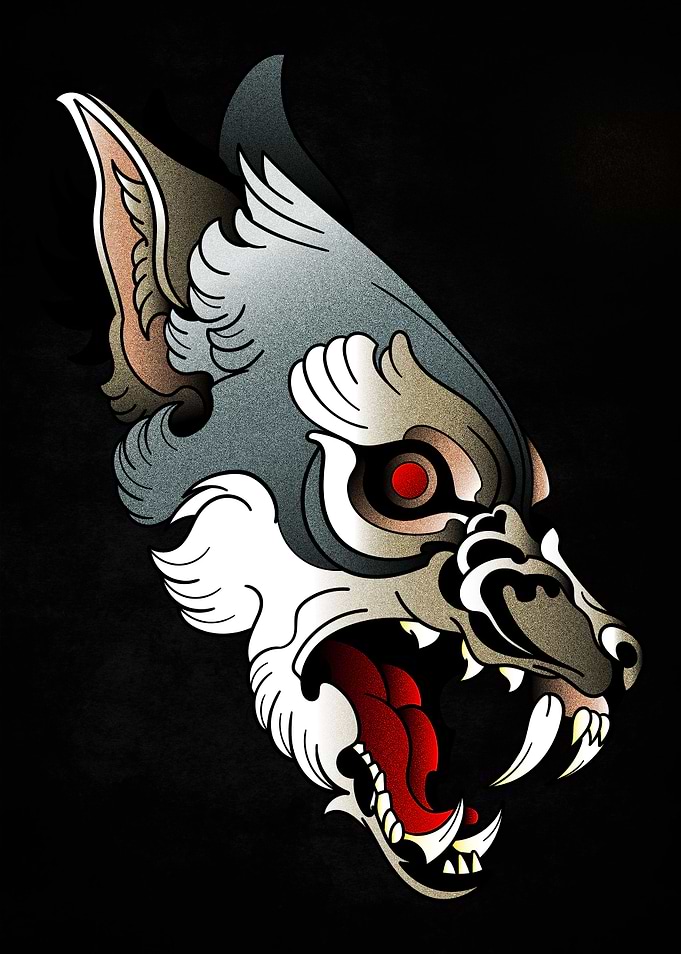 wolf neo traditional
