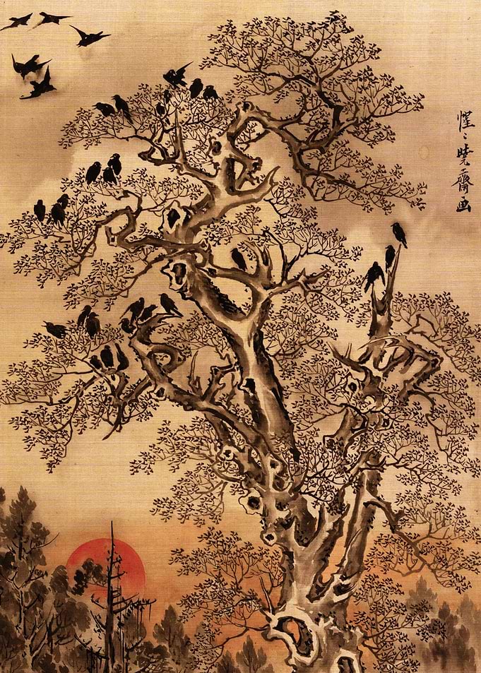 Flock of Crows at Dawn