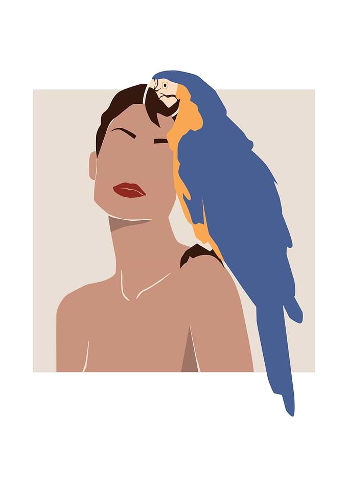 Woman with cute parrot