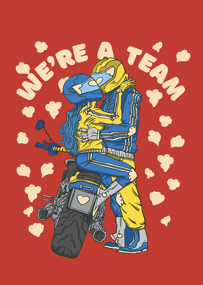 Motorcycle couple in love