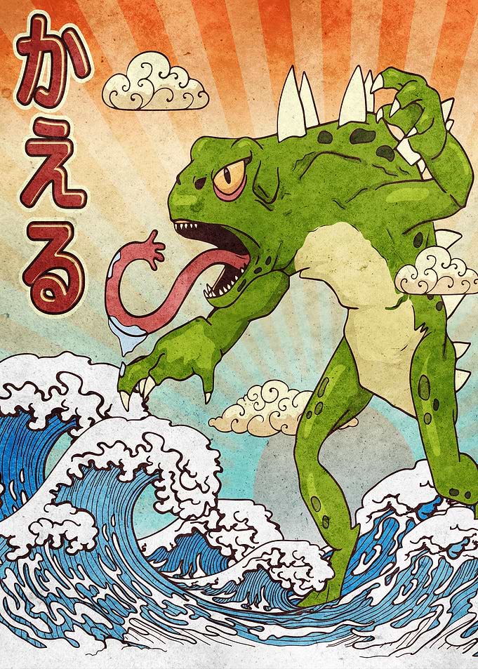 Kaiju Frog Kanagawa Wave