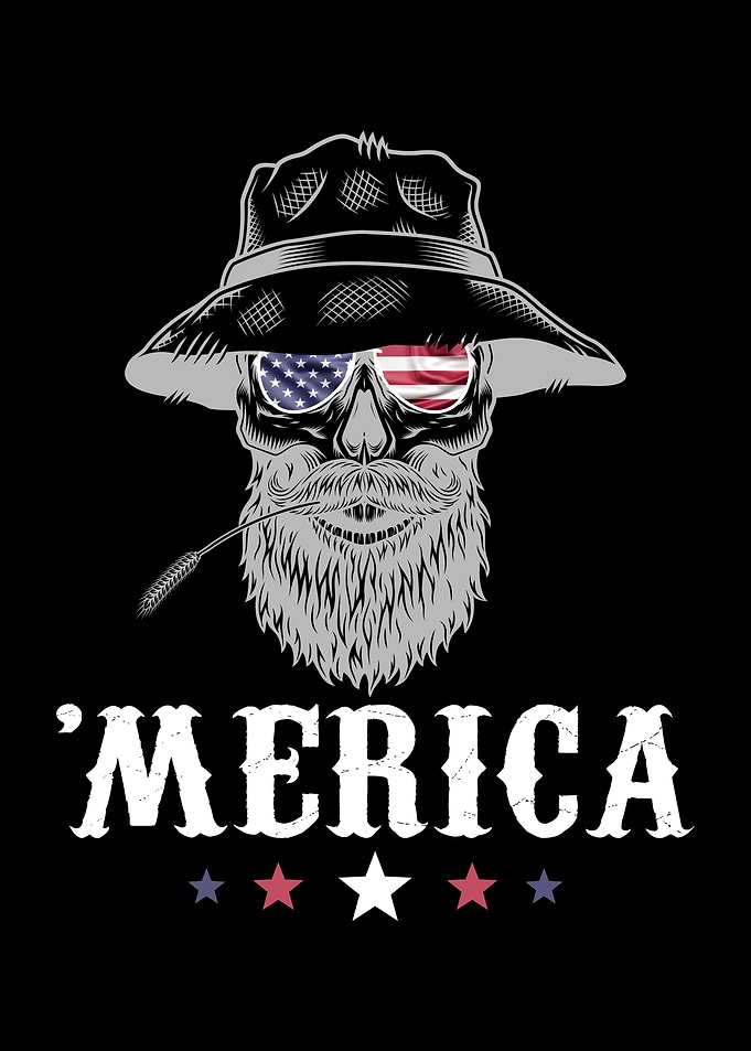 Farmer Skull Merica USA