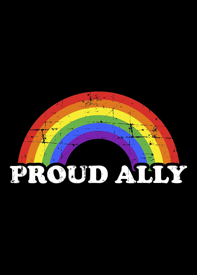 Proud ally with rainbow fl