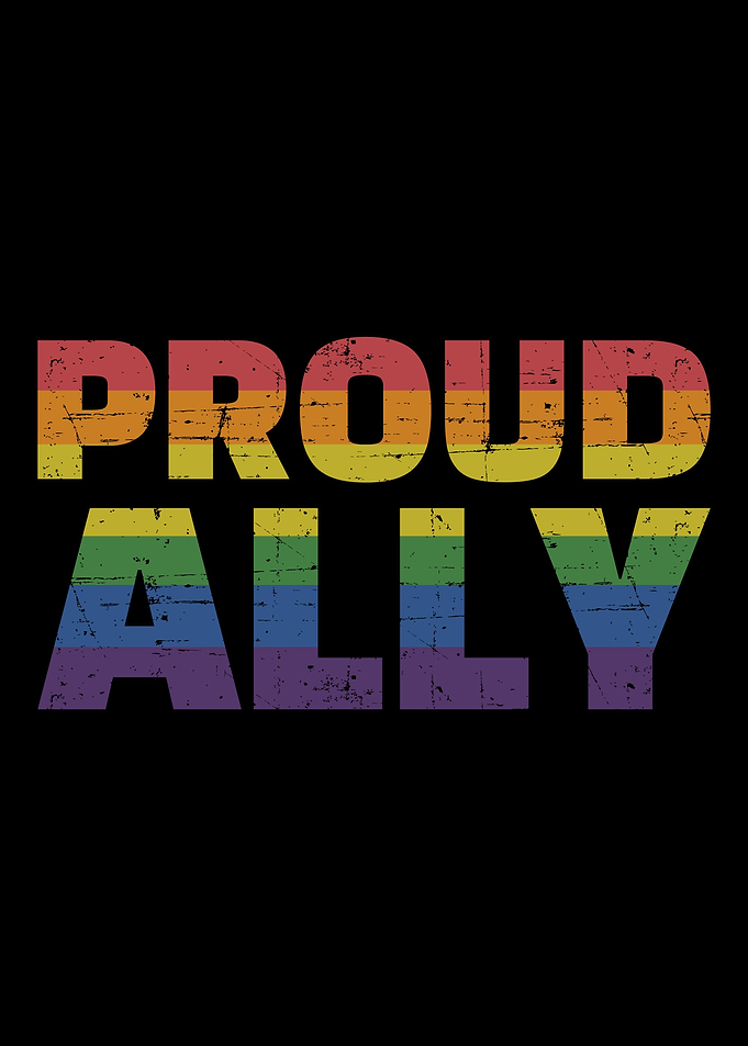 Proud ally with rainbow fl