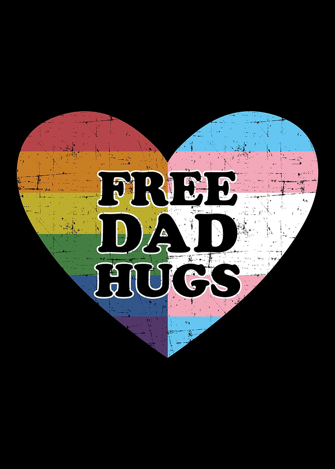 Free dad hugs with rainbow