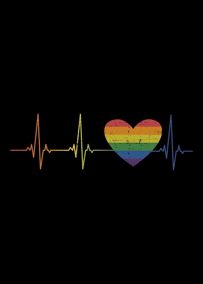Rainbow heart flag with he