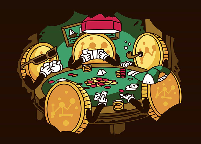 Crypto coins playing poker