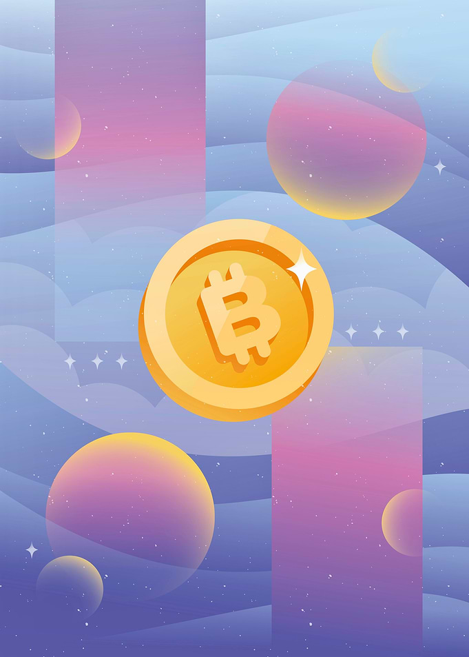 Bitcoin logo floating