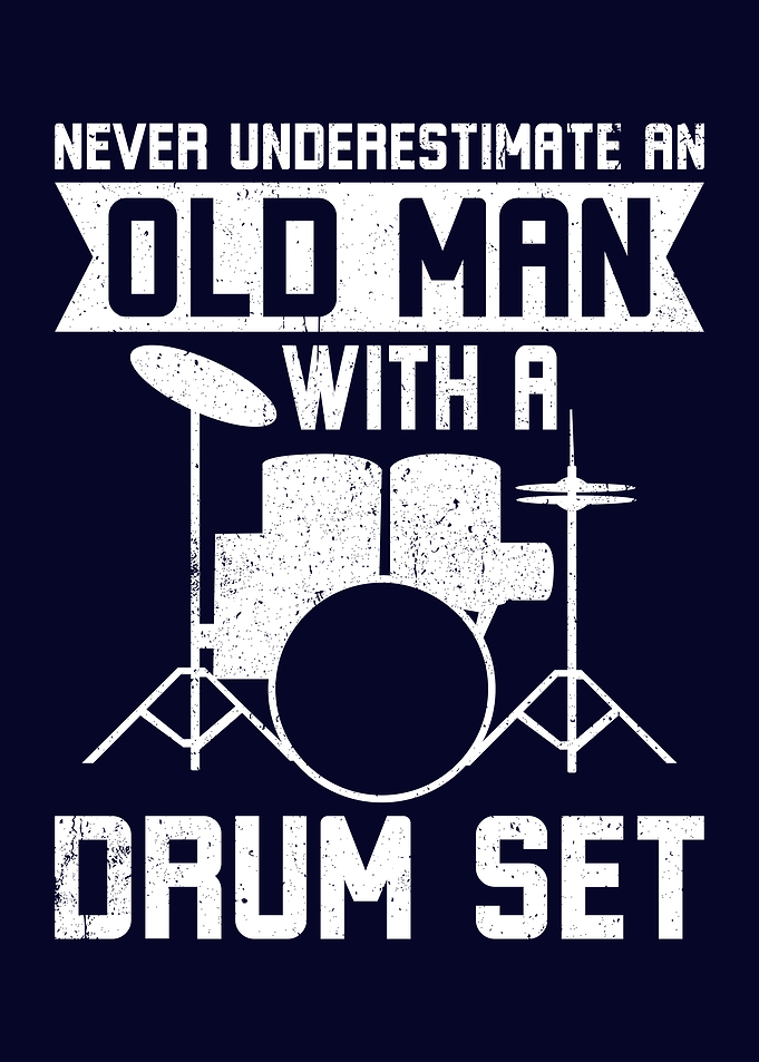 An Old Man With A Drum Set
