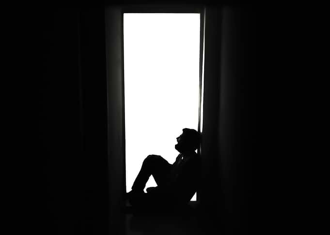 Silhouette man desperate s