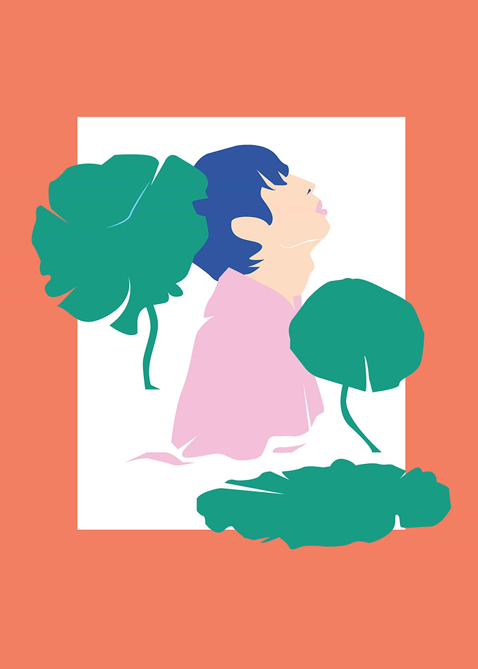 Floral woman tropical leaf