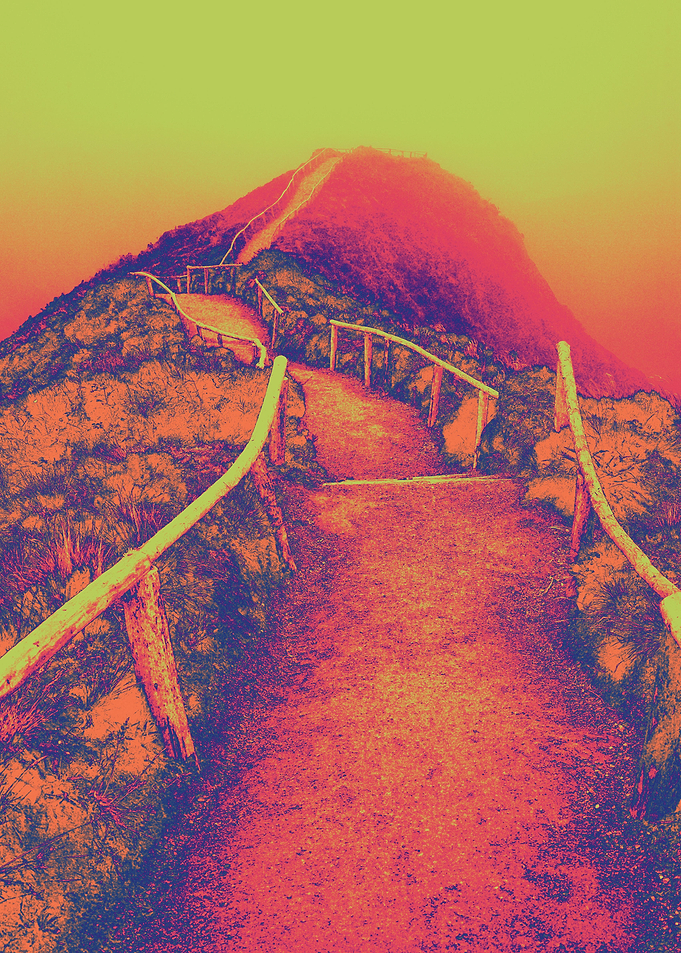 Surreal sunrise footpath