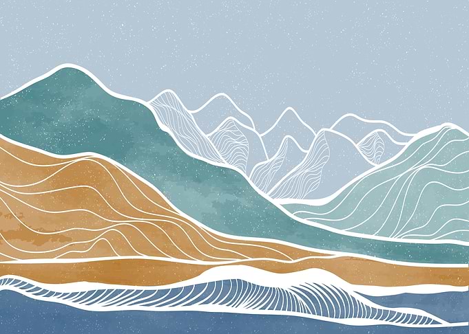 Mountain and ocean wave