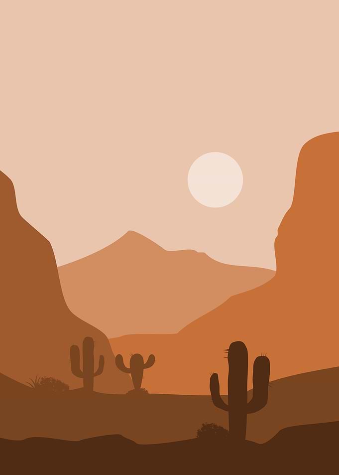 Desert Mountain and Cactus