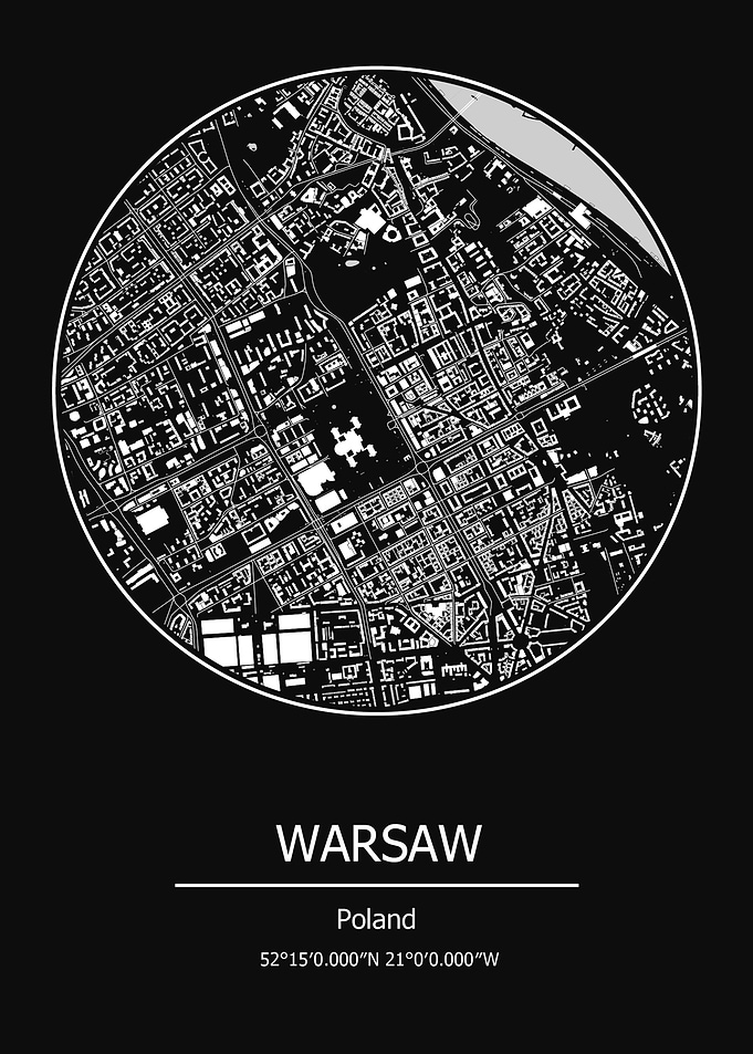 Warsaw City Map Poland