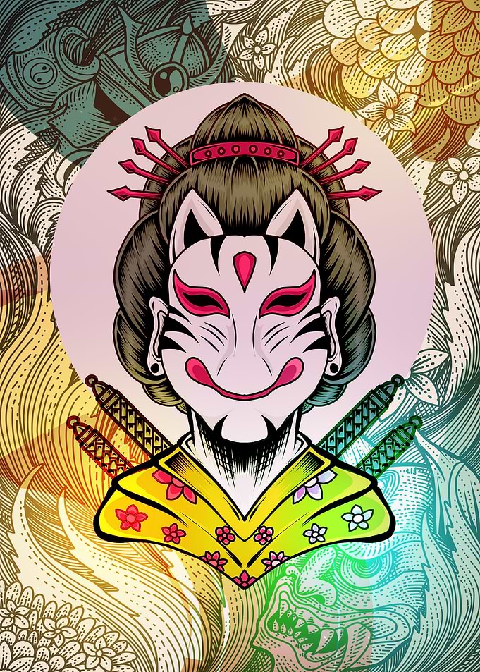 Geisha girl mask Japanese