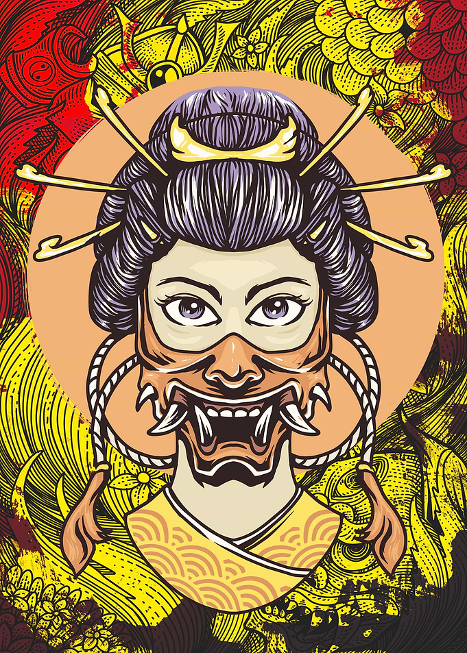 Geisha and mask