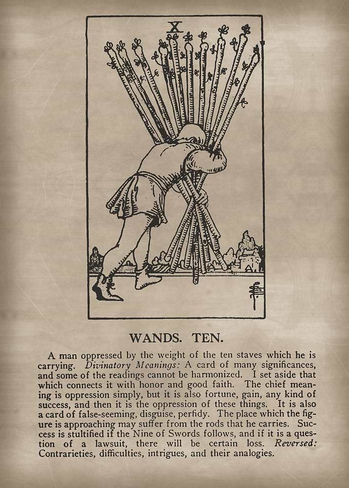 Wands Ten Tarot Card