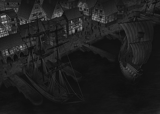 The riverside port