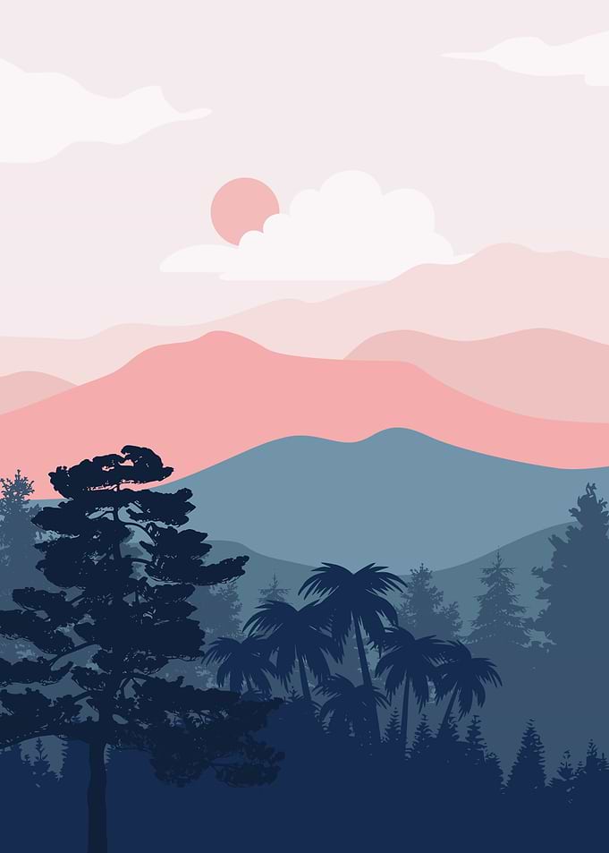 Pink Mountain Wavy sky