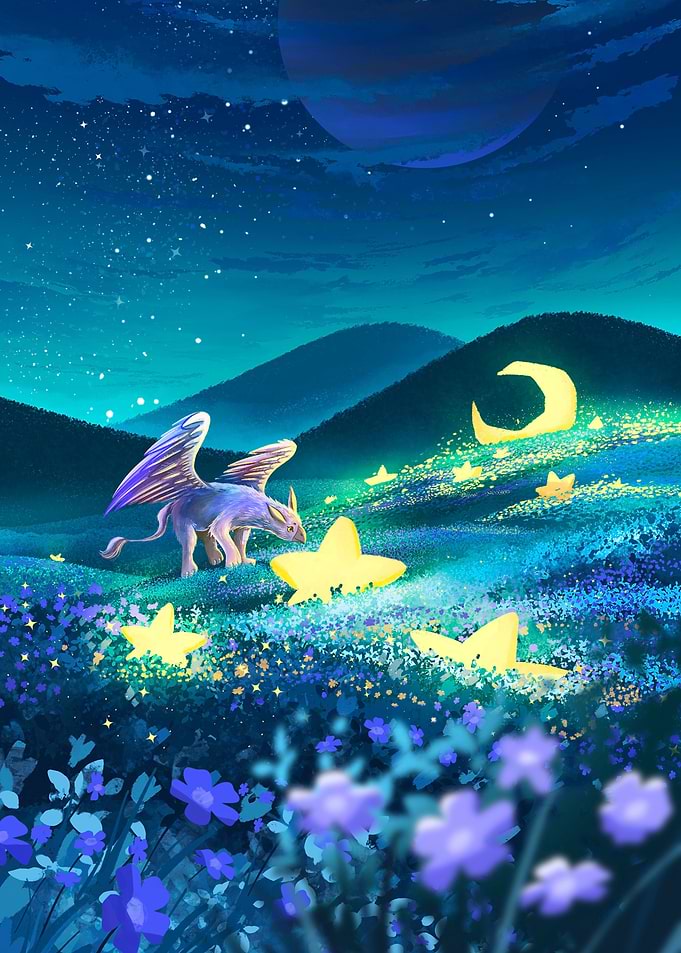 Griffin and stars