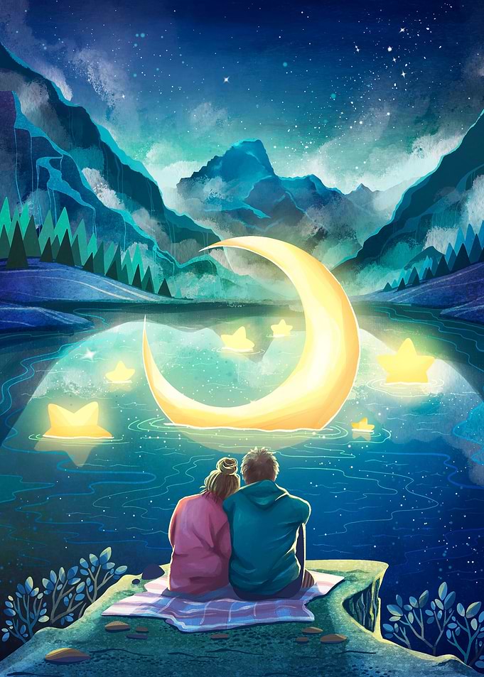 Moon in the lake