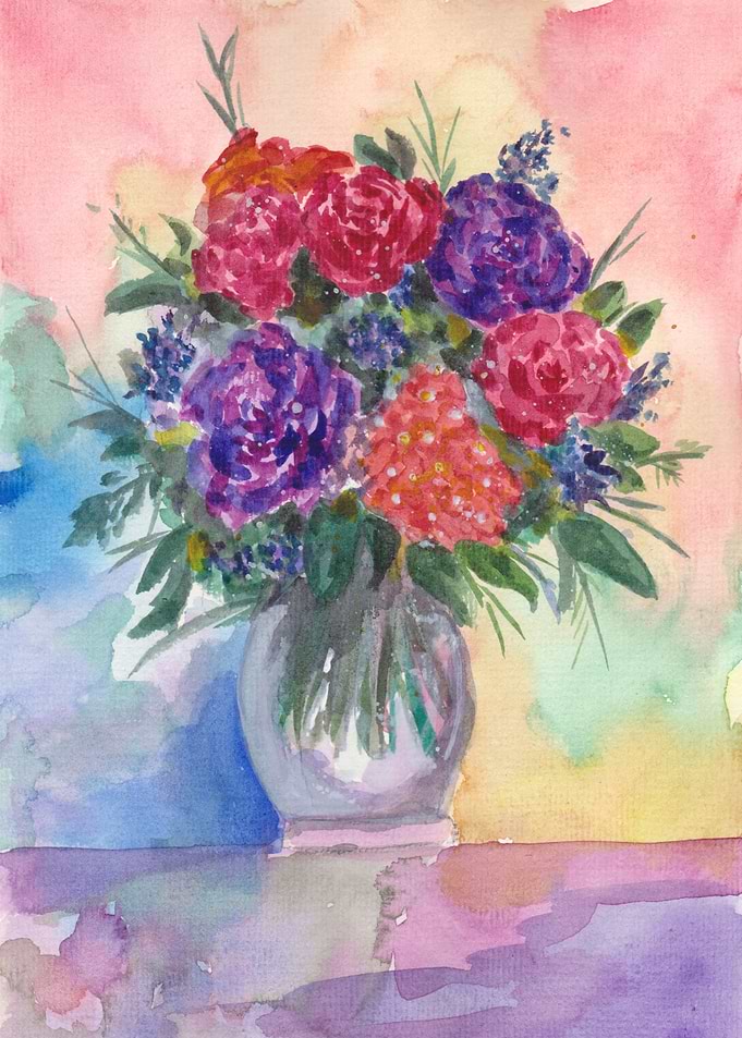 Red and Purple Roses Vase
