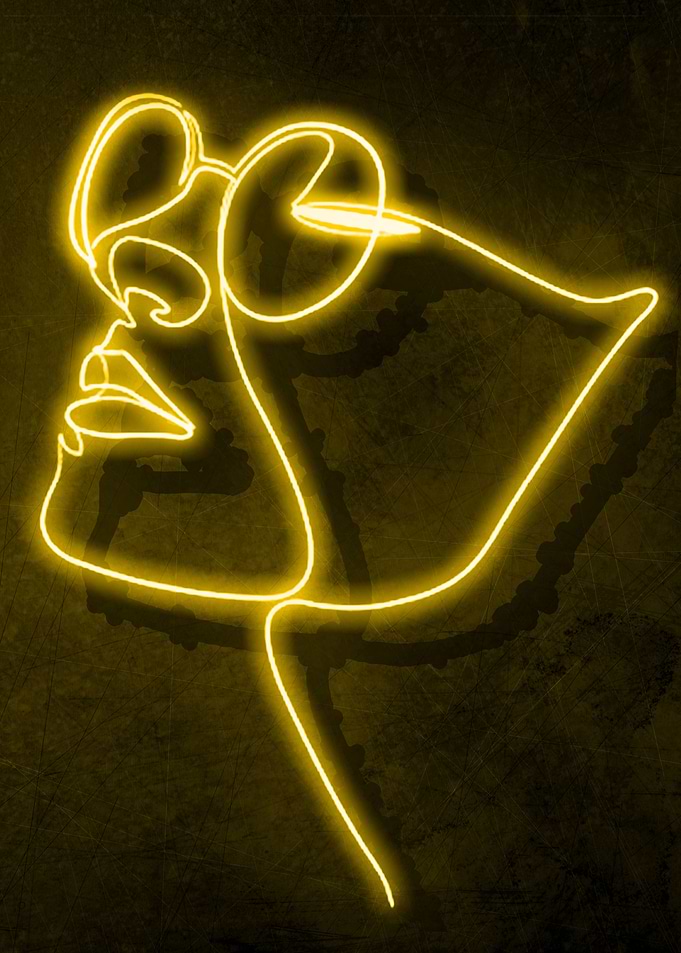 Neon Drawing Lines Head