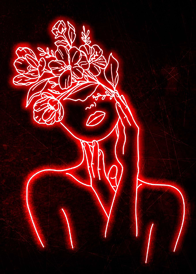 Neon Drawing Lines Head