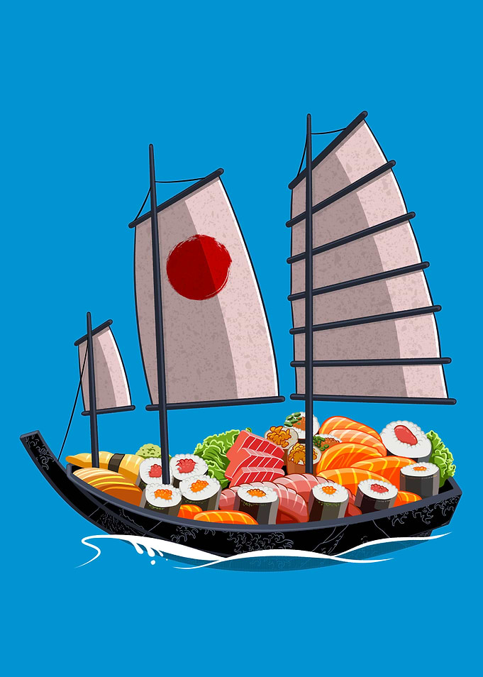 Japanese sushi boat