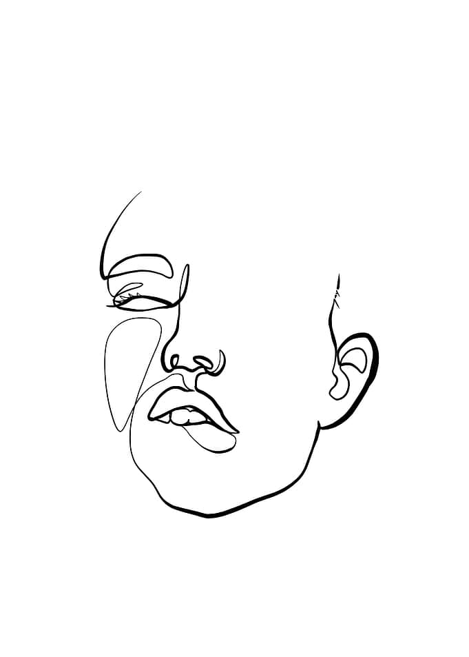 Woman Face One Line