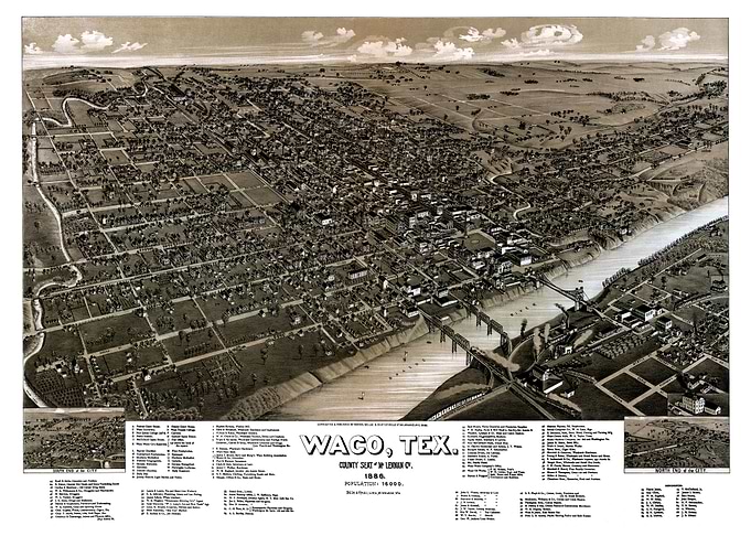 Map of Waco Texas 1886