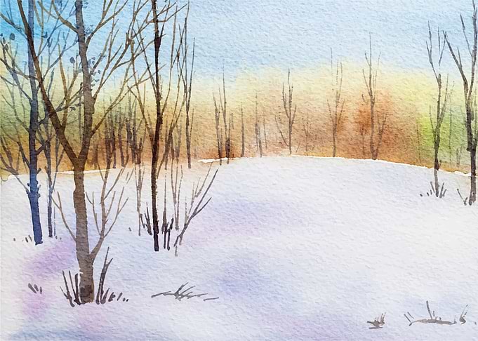 Watercolor Dry Trees Woods