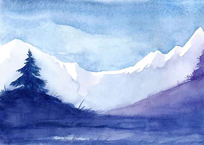 Watercolor Winter Spruce