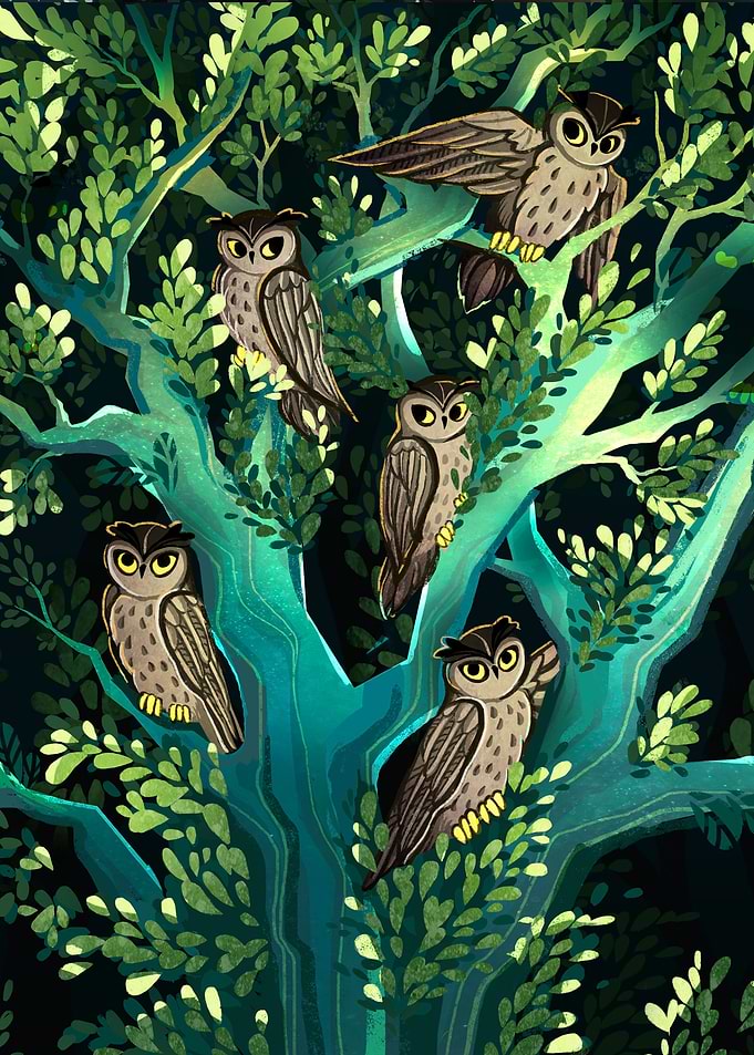 Tree with owls