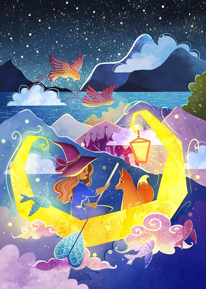Witch in the moon boat