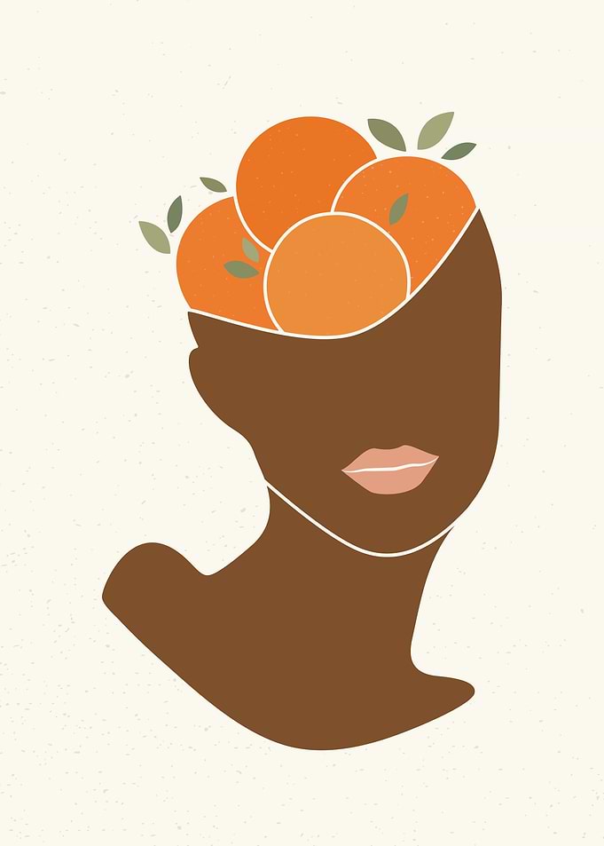 Woman with Orange fruit